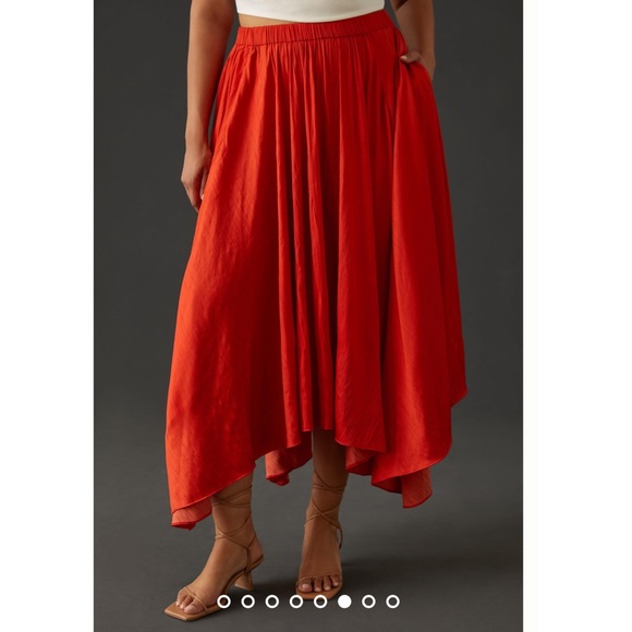 Anthropologie Dresses & Skirts - by Anthropologie Sleek A-line Skirt Midi NWT Sz 1X Medium Red Orange ANTHRO Plus